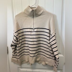 Zara quarter zip heavy sweater. Size Small. Ribbed and striped.